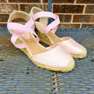 Lauren Ralph Lauren Light Pink and Tan “Casandra” Espadrille Wedges 8.5